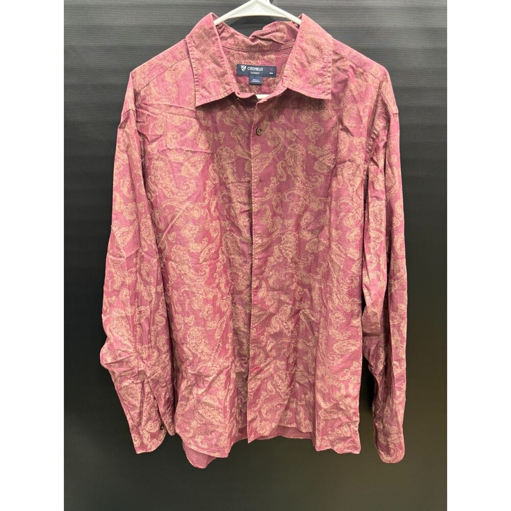 Vtg Cremieux Classic Long Sleeve Shirt Men XL Red White 38 Collection Button Up